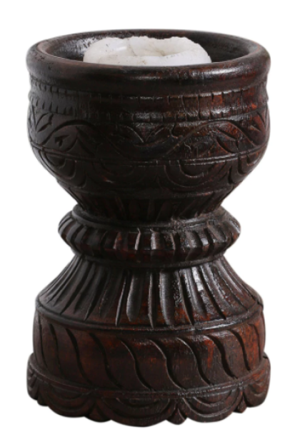 CARVED CANDLE HOLDER (BROWN) CARVED CANDLE HOLDER (BROWN)
